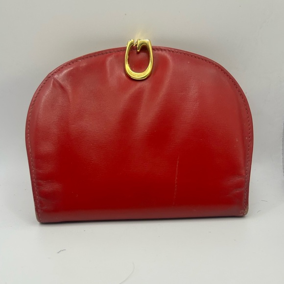 Gucci Handbags - Gucci Vintage Red Leather Half-Moon Clutch with Gold hardware